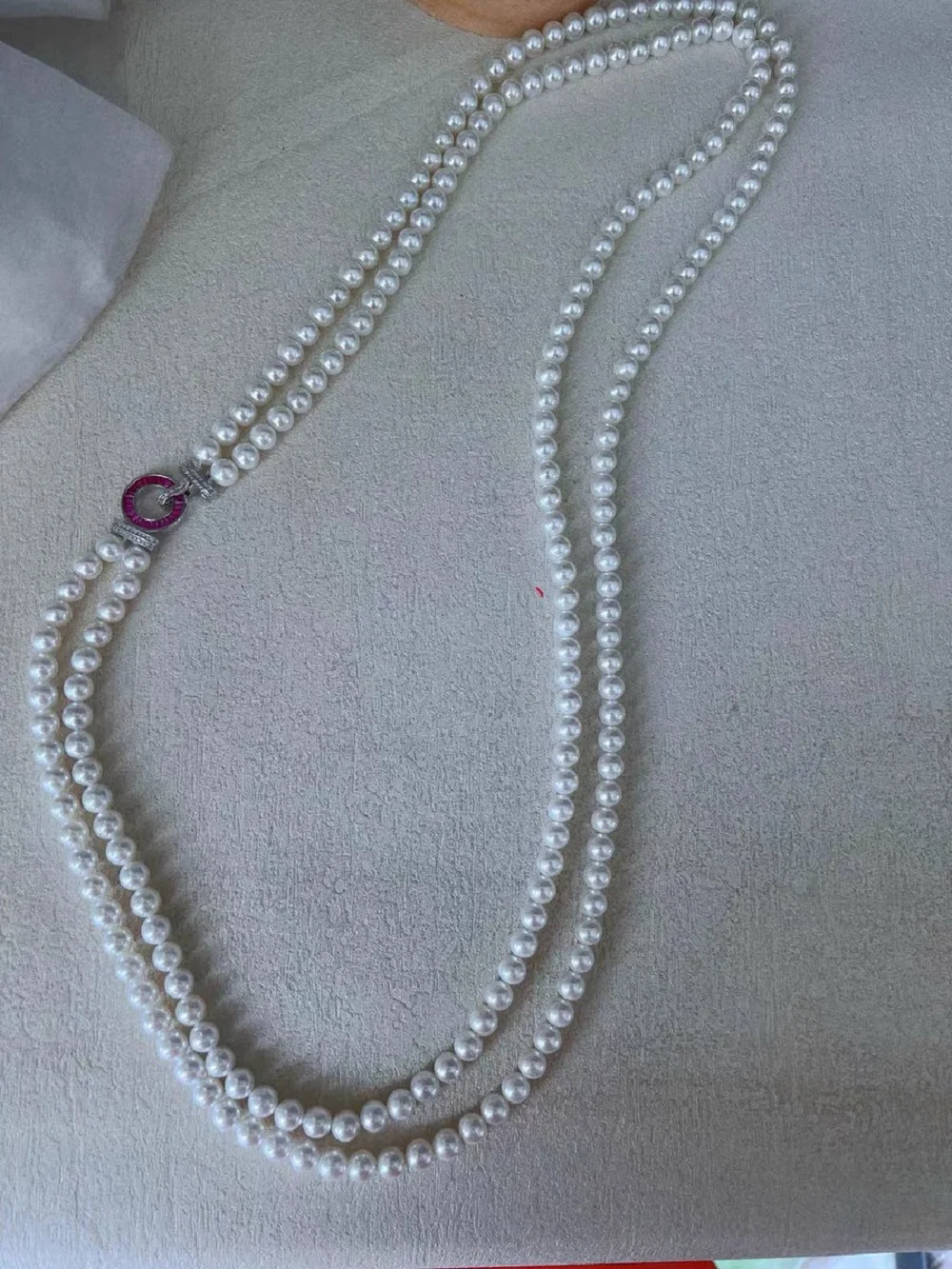 Double-layer/Necklace AAAA 5-6mm Natural Japanese Pearl Necklace 60-65cm - Customizable Sizes Available