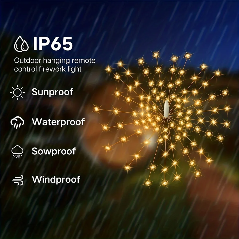 Solar Fireworks Lights 480 LED Solar Starburst Party Lights Christmas Decorative Lights For Patio Umbrellas Garden Halloween