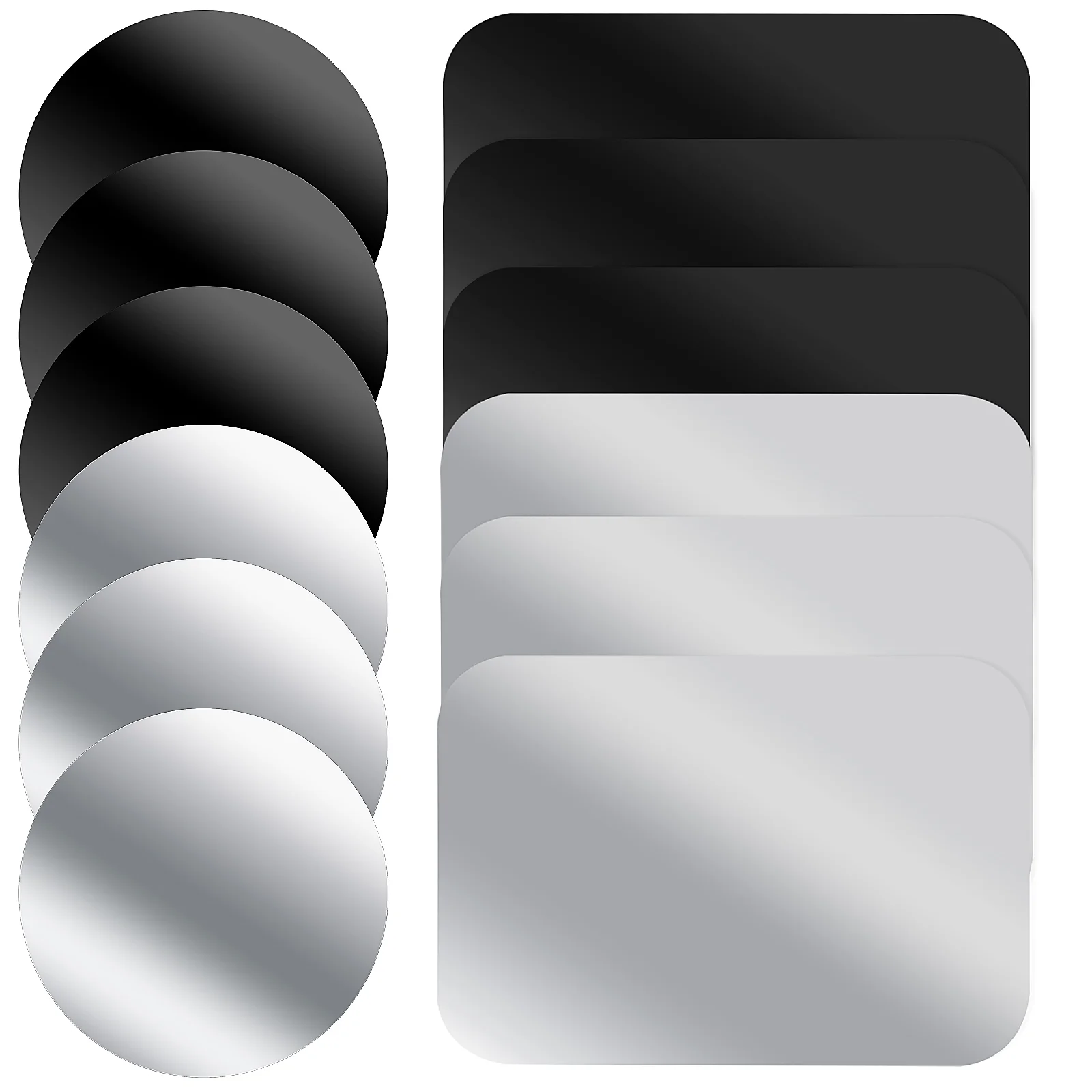 

12Pcs Mobile Phone Metal Plate Rectangle Round Universal Replacement Sticker with Adhesive for Magnetic Car Mount
