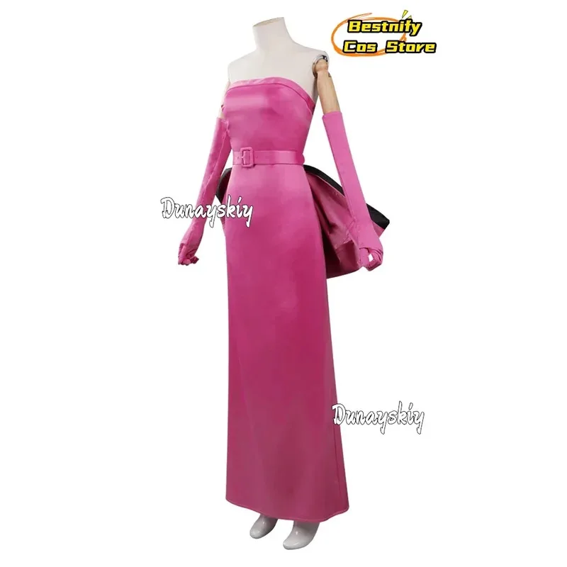 CosplayMonroe Cosplay Fantasia Costume Blonde Norma cos Jeane Pink Bandeau Evening Dress Role-play Disguise Women's Long D om[8