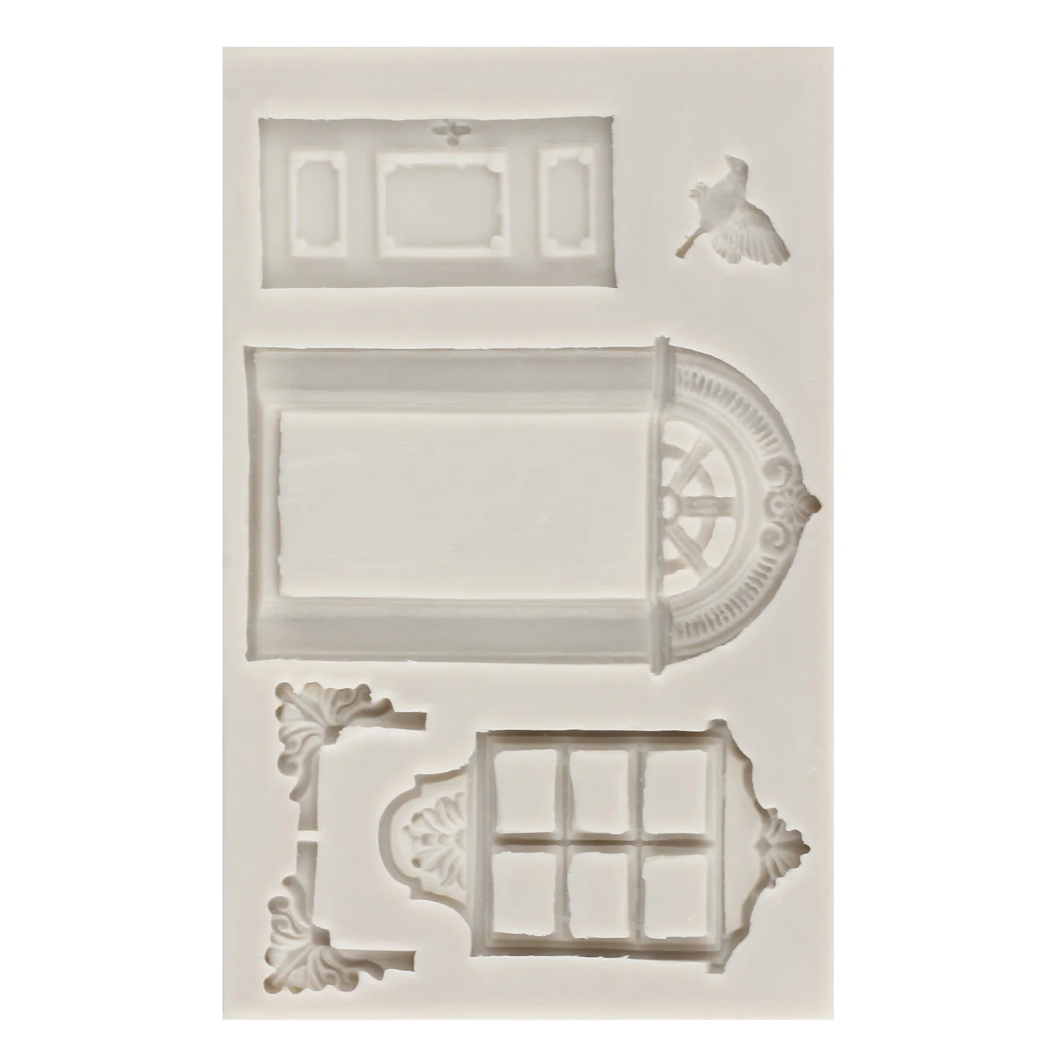 Window Door Border Silicone Molds DIY Birds Frame Fondant Cake Decorating Tools Candy Polymer Clay Chocolate Gumpaste Moulds