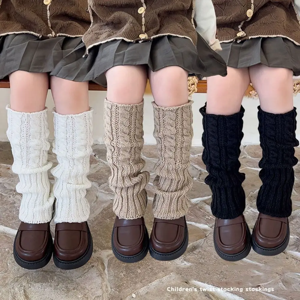 

Sweet Japanese Style Children's Twist Leg Warmers Harajuku Balletcore Knitted Leg Cover Woolen JK Leg Socks Baby