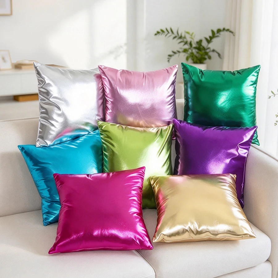 9 Farben 45x45cm Metallisch Glänzende Einfarbige Kissenhülle PU-Folie Hotel Schlafzimmer Wohnzimmer Kissenbezug Party Event Heimdekoration – Detail 1