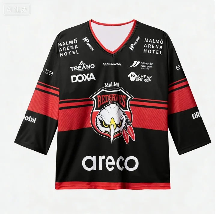 

MOTOSwedish Ice Hockey League Men Long-Sleeved Ice Hockey Jersey Malmö Redhawks Kit T-Shirt Quick Drying Long Sleeve Home Jersey