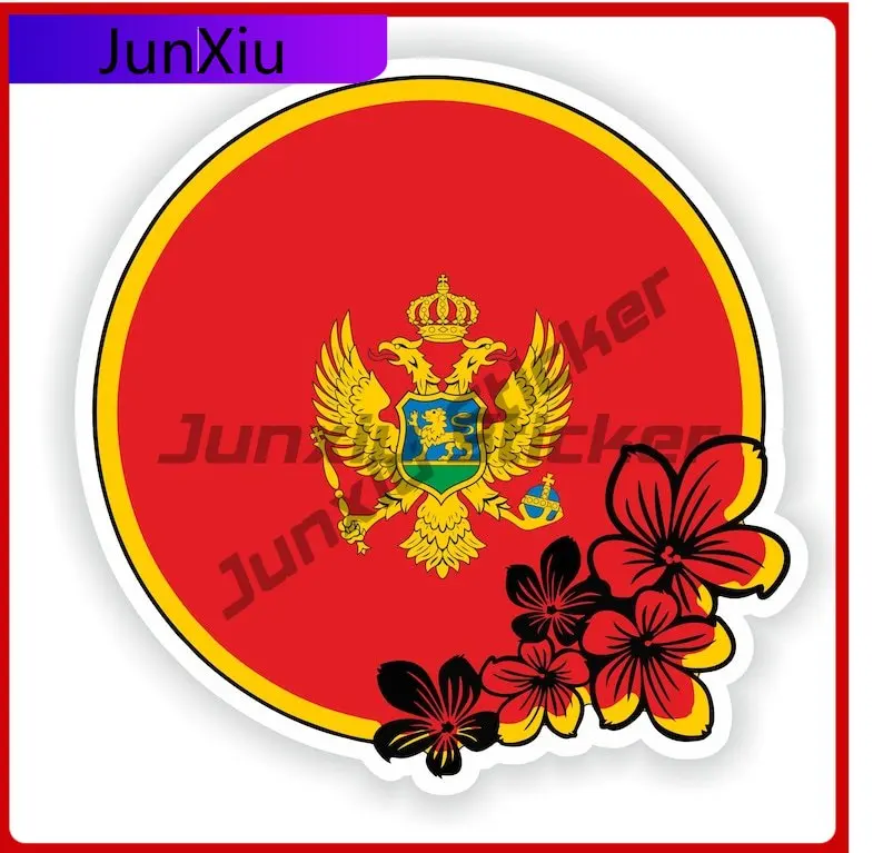 

Montenegro Round Flag Flower Sticker Funny Refit Decorations For Motorcycle Bumper Laptop Book Fridge Guitar Helmet Toolbox Door