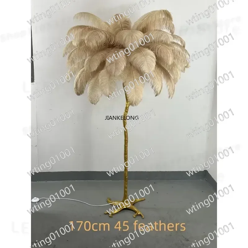 for E27 Nordic Resin Feather Floor Lamp Silver Gold Luxury Vertical Standing Light for Living Room Bedroom Bedside Sofa Home