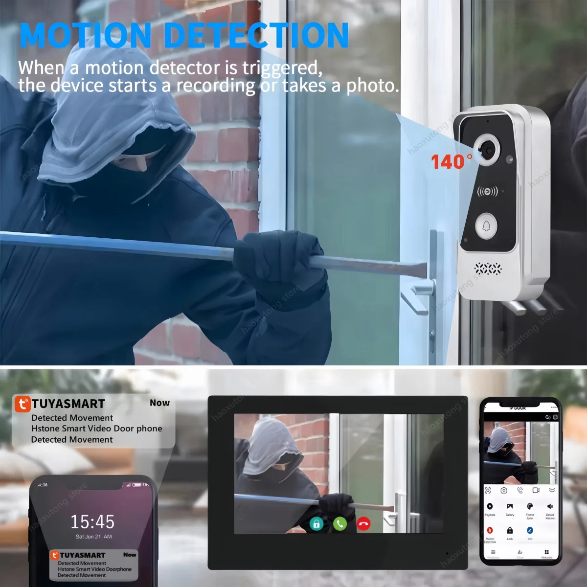 7 Inch Tuya Smart Wired Home Videophone Intercom System Dual Lock Unlocking FHD 1080P Wireless Video Doorphone Intercom Doorbell