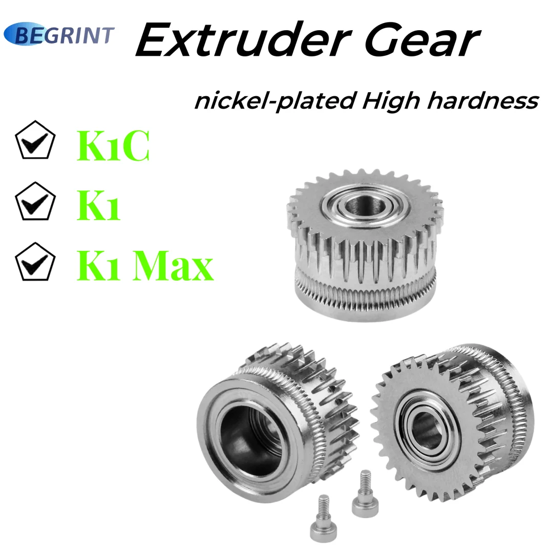 For Creality K1/K1C/K1 Max/Ender3 V3 Extruder Gear All Metal Filament Drive Gears Nickel-plated Hardened Steel Extruder Wheel