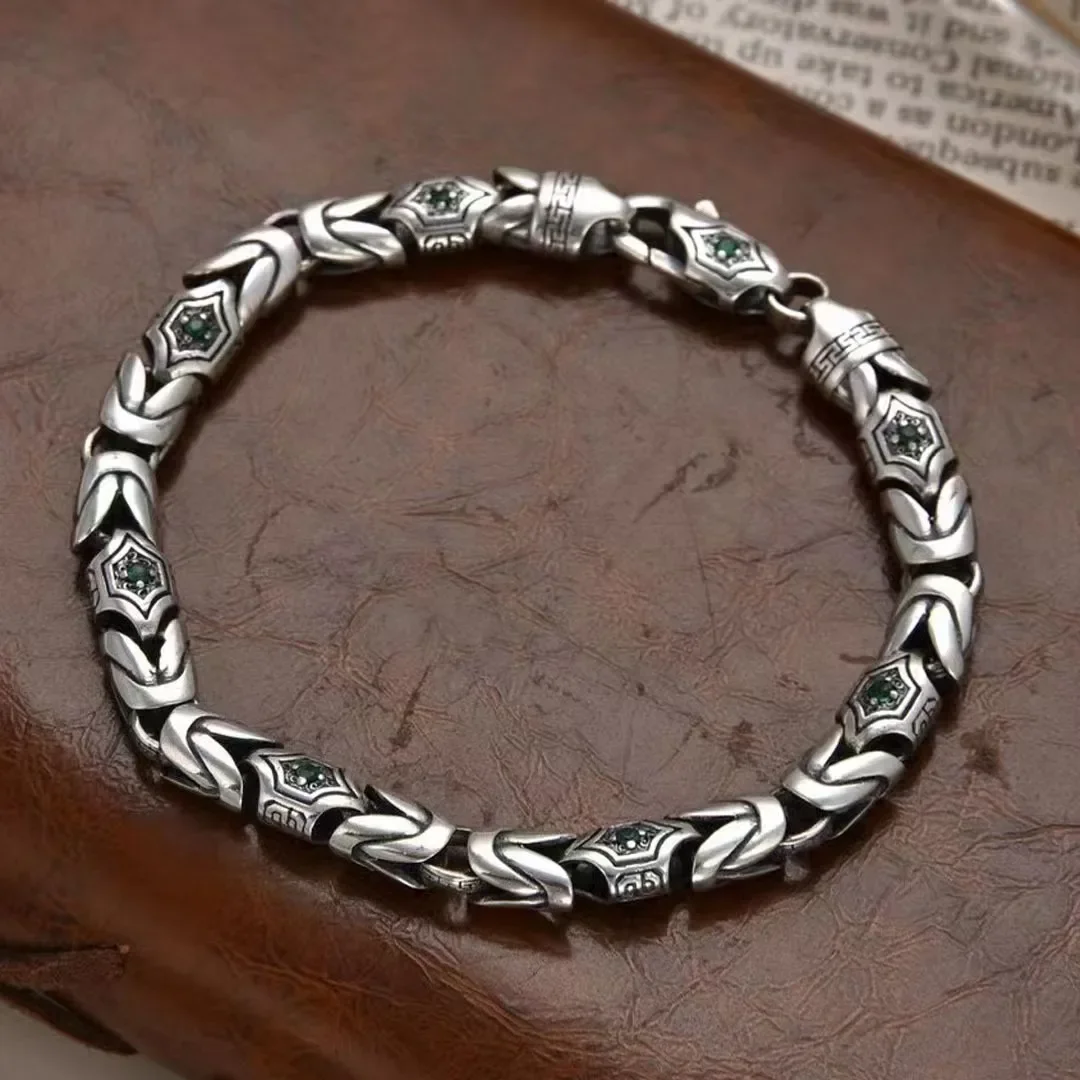 

Wholesale of European and American S925 Sterling Silver Peace Pattern Bracelets for Men and Women's Personalized Fashion Gifts