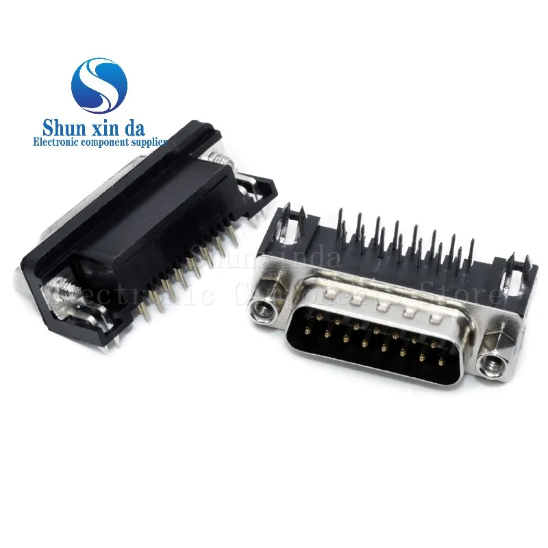 5PCS/Lot DR9 DR15 DR25 DR37 Hole/Pin Female Male Right Angle Welded D-sub Connector RS232 Serial Port Adapter DB9 9/15/25/37 Pin