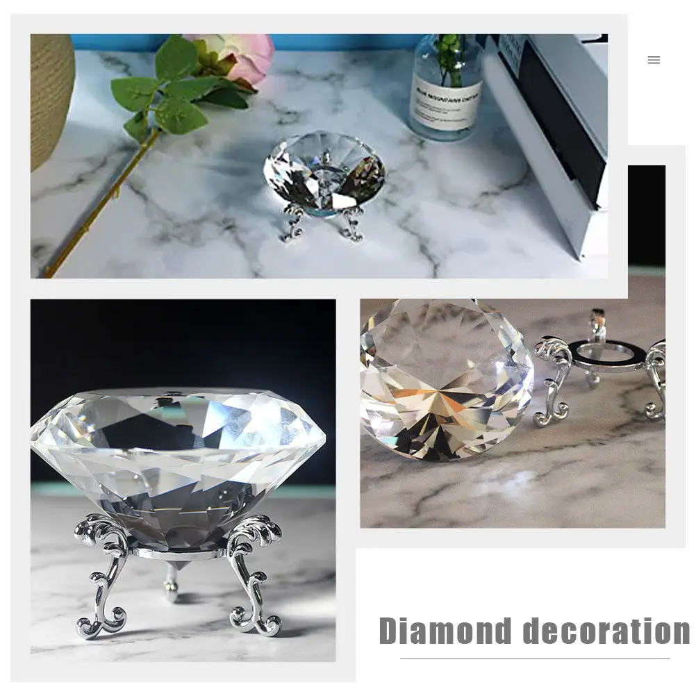 1Set Crystal Diamond Paperweight Stable Stand Decorative Desktop Ornament Elegant Home Decoration Wedding Table Decor