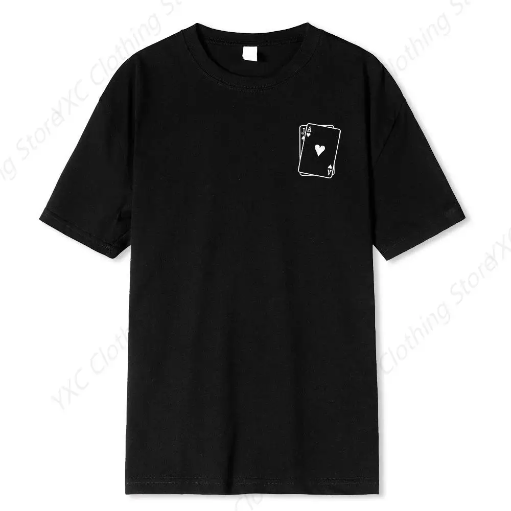 Playing Card Spades A Men's T-shirt- Short Sleeve Crew Neck Soft Fitted Tees S - 6XL Fresh Classic Basic Tshirts