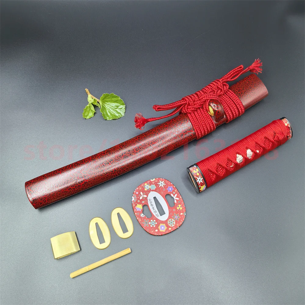 Tsuka Handle Stainless Steel Tsuba Handguard Copper Habaki Seppa Hardwood Sheath For Real Japanese Samurai Katana Sword Fittings
