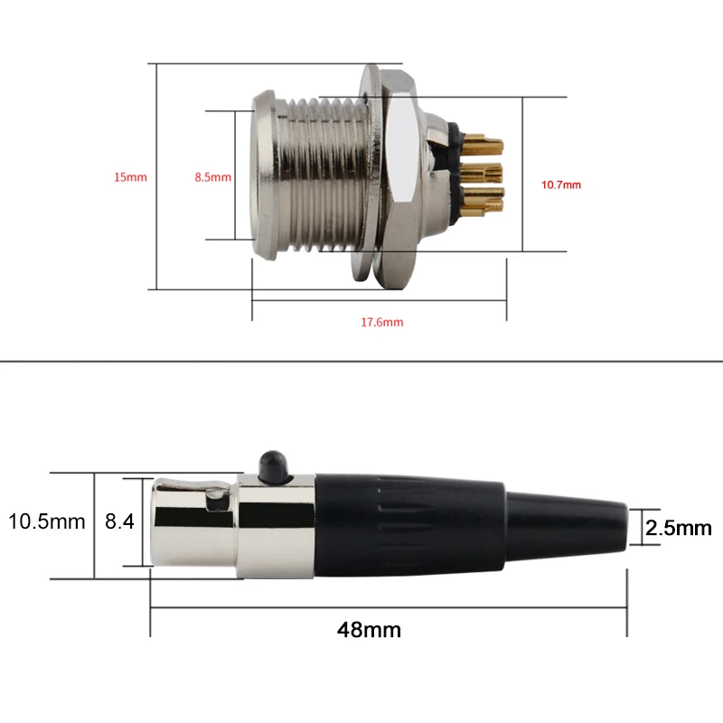 

2Pcs Mini XLR 3/4Pin Female / Male Audio Adapter Small XLR Plug Jack Audio Microphone Connector MIC for Cable Soldering DIY