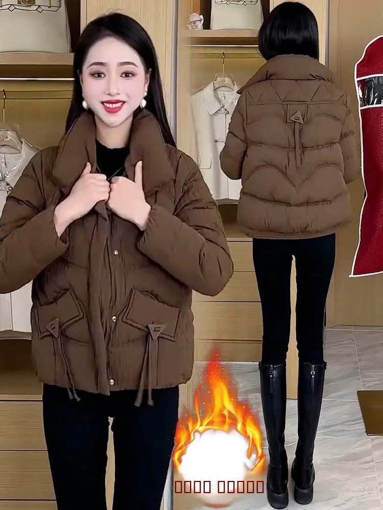 

Warm Thiened down Cotton Jaet Women's Faion Slimming Winter New Sle Bread Clothes Korean Version Loose Fit Zipper