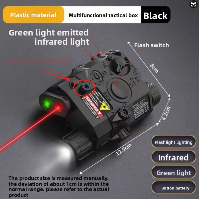 PEQ15 Multifunktionale Laserbox-Taschenlampe: Passend für 20-mm-Schiene, für Spielzeug-Airsoft-Waffen, Jagd, CS und Spiel, Anzeige