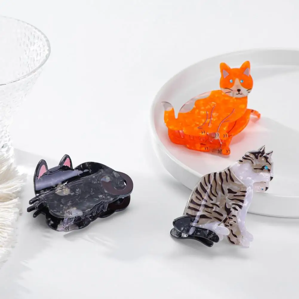 Hair Claw Clip Hair Accessory Cartoon Cat Hair Clip Shark Clamp Anti-slip Teeth Claw Lightweight Colorfast Back Head Accessory