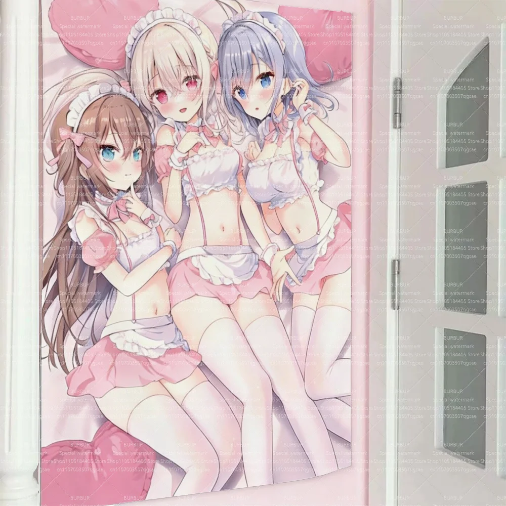 コン/コミ anime-style cute girl tapestry wall hanging fabric game - Japanese cute girl room decoration tapestry wall hanging