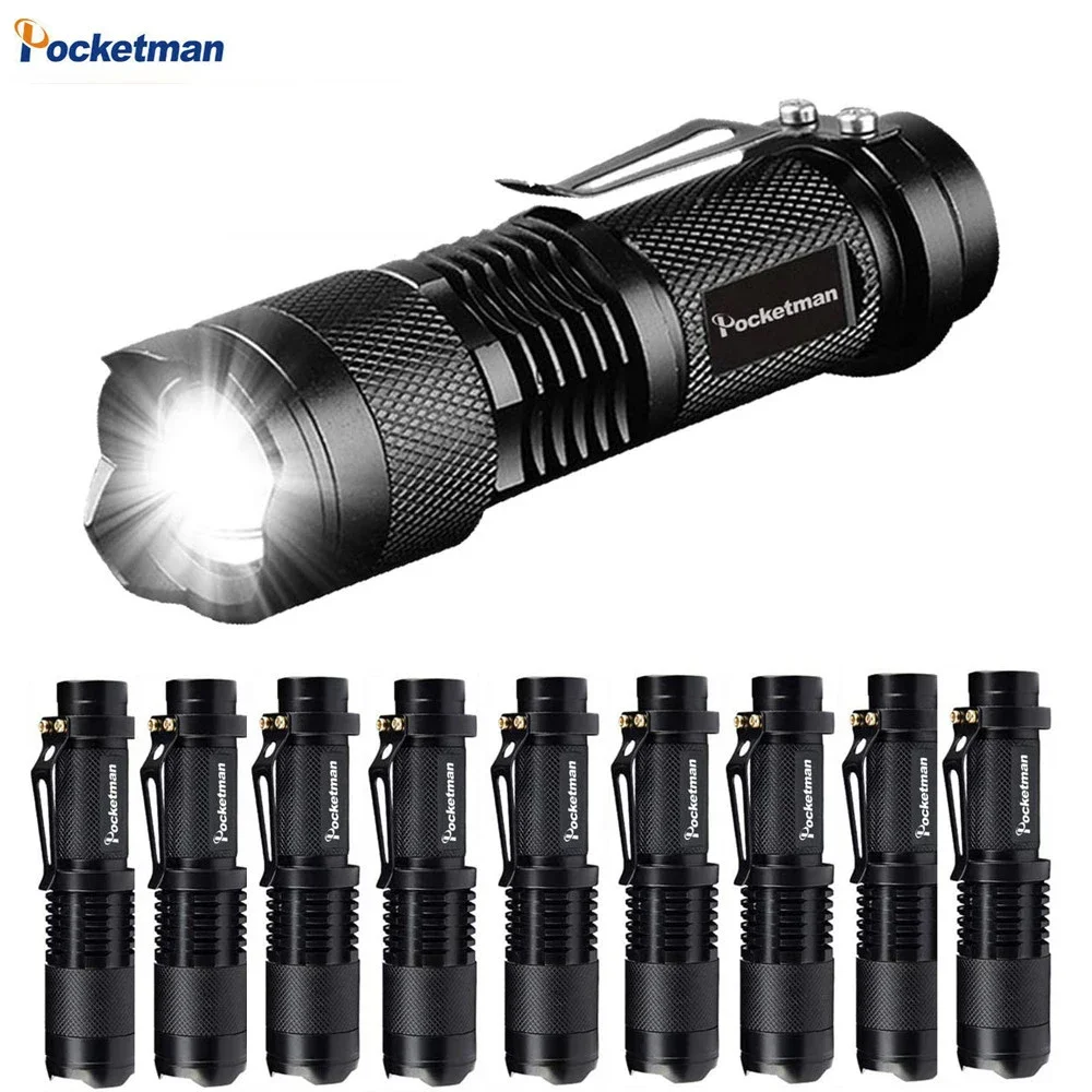 

1-10 PCS Mini Flashlight Aluminium Alloy Zoom Flashlights Portable Q5 LED Torch Tactical Flashlights for Camping Hiking Fishing