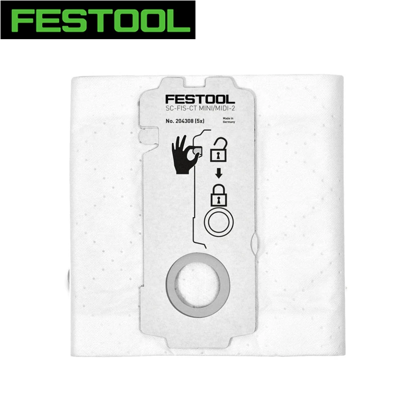 

FESTOOL 204308 SELFCLEAN filter bag SC-FIS-CT MINI/MIDI-2/5/CT15 Non Woven Self-Cleaning High Suction Dust free Treatment