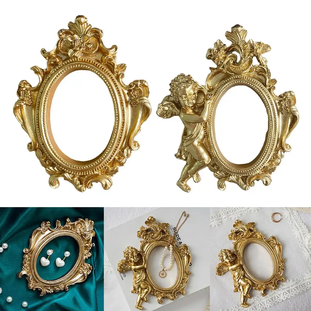 Vintage Photo Frame Decorative Ornate Oval Antique Props Mould Decoration