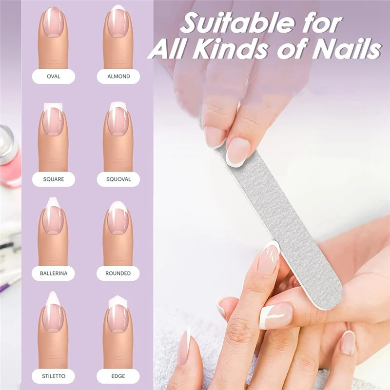 ABUU-Nail File Replaceable Emery Boards, Steel Base For Salon, 50 Pcs + 1 Metal Board Set Reusable Peel And Stick Nail Files
