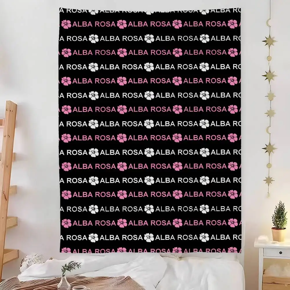 Fashion A-ALBA R-ROSA Tapestry Bedroom Living Bar Garden Outdoor Microfiber festival Decoration Background Art Banner