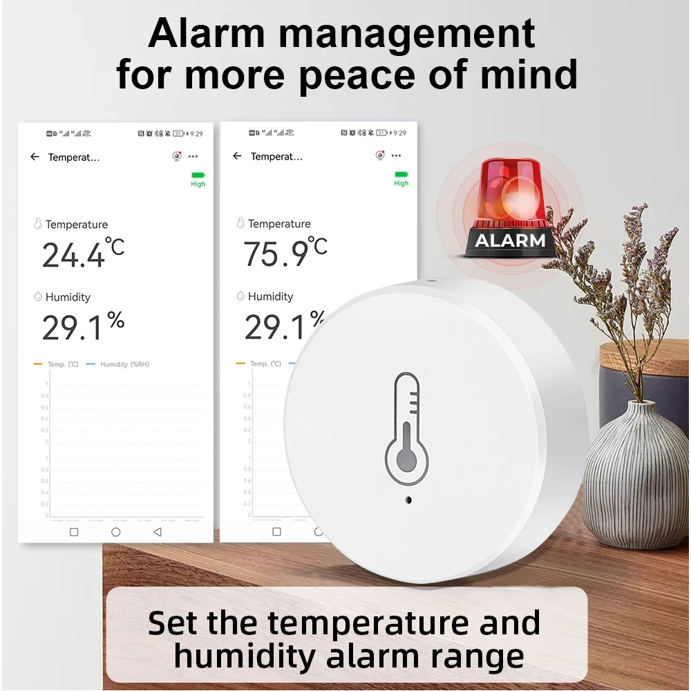 EWelink ZigBee Temperature Humidity Sensor Battery Powered Ewelink APP Control Home Environment Monitor works with Alexa/Google