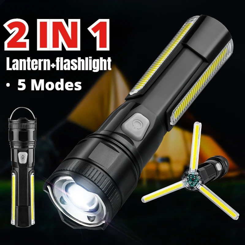 

Outdoor Strong Light Flashlight Super Bright Home Portable Charging Multi Functional Mini LED Long Range Warning Camping Torch