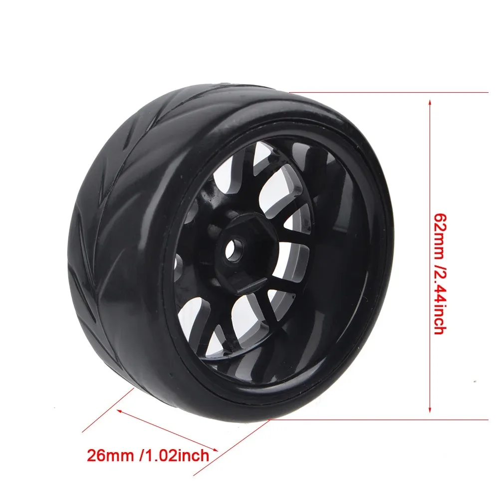 4PCS 1/10 On Road Tires & Wheels Rims 12mm Hex Hub for Traxxas 4tec Tamiya TT02 HPI HSP Kyosho MST Redcat Drifting Racing Cars