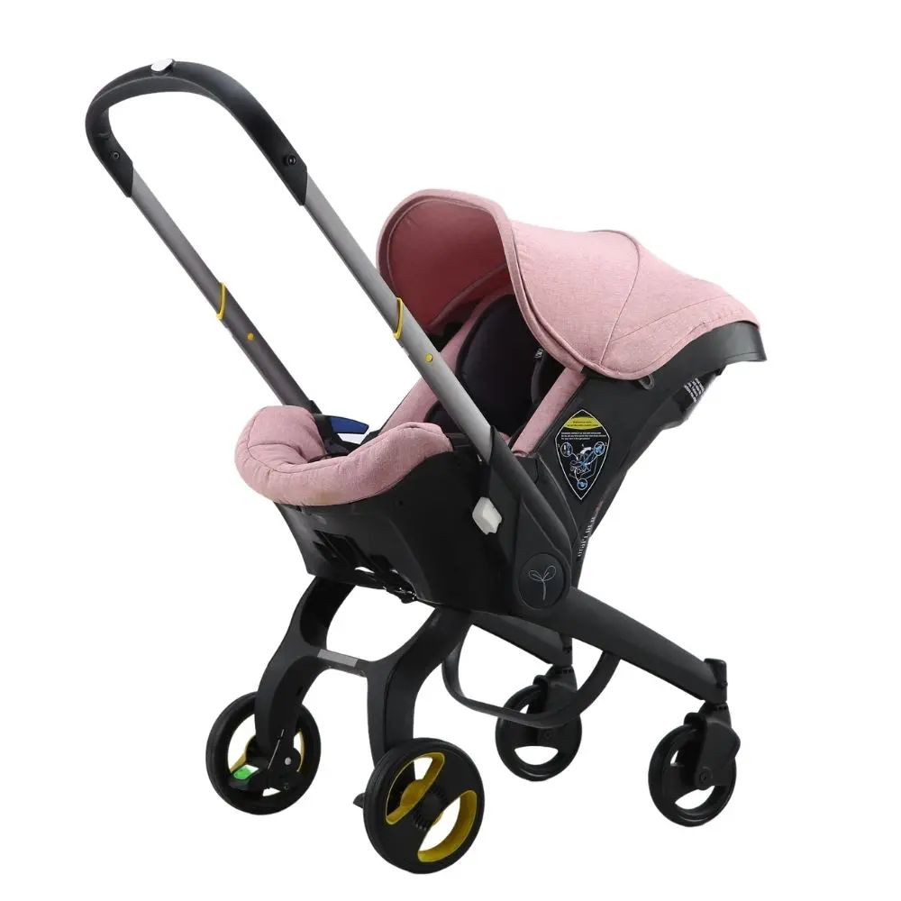 3-in-1 baby reisysteem kinderwagen, hoogwaardige opvouwbare kinderwagen met afneembaar babyautostoeltje, lichtgewicht aluminium frame met schokabsorptie voor pasgeborenen van 0-4 jaar oud