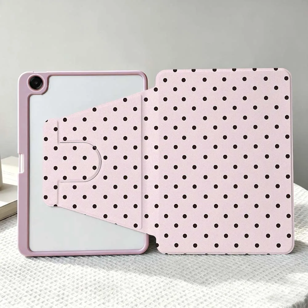 Simple Polka Dots For Samsung Galaxy Tab S11 S10 S9 S8 A11 FE Plus Ultra 360° Rotation Stylus Storage Tablet Case Soft