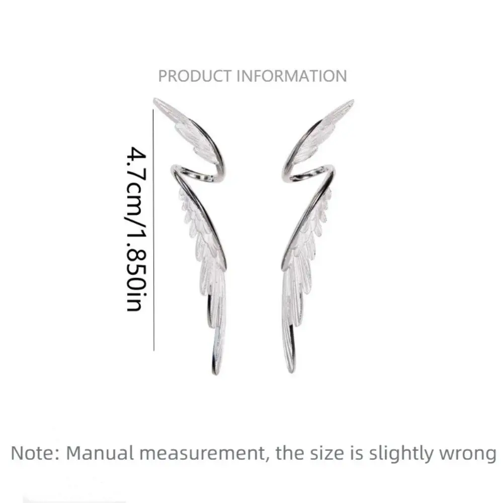 Vintage aluminiowe klipsy do uszu kształt skrzydeł eleganckie akcesoria do uszu koreański styl srebrny kolor Elf nauszniki damskie