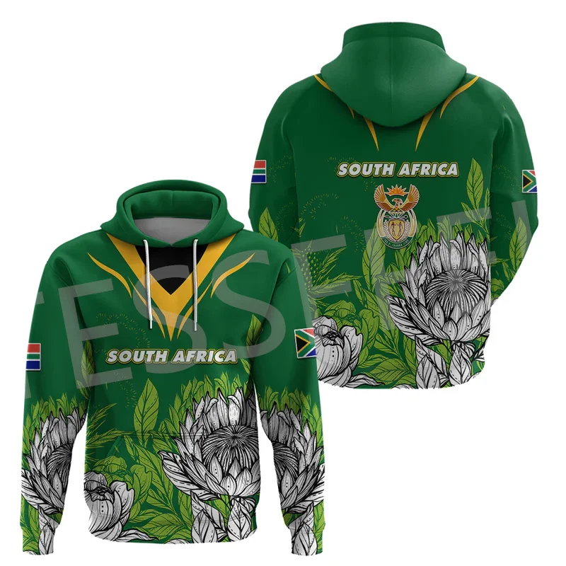 

Custom Name Africa Country South Africa Flowers Flag Tattoo Retro Tracksuit 3DPrint Harajuku Casual Pullover Jacket Hoodies X11