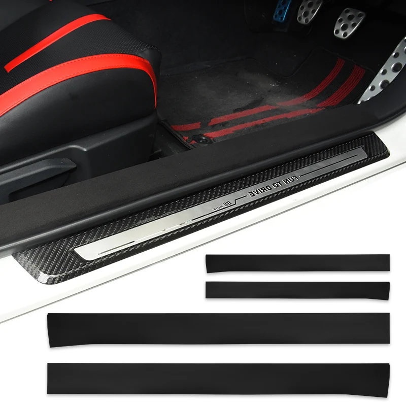 

Leather Car Door Sill Sticker Auto Threshold Film Scratchproof Protector Decals Auto Bumper Strip For Toyota GR86 Subaru BRZ