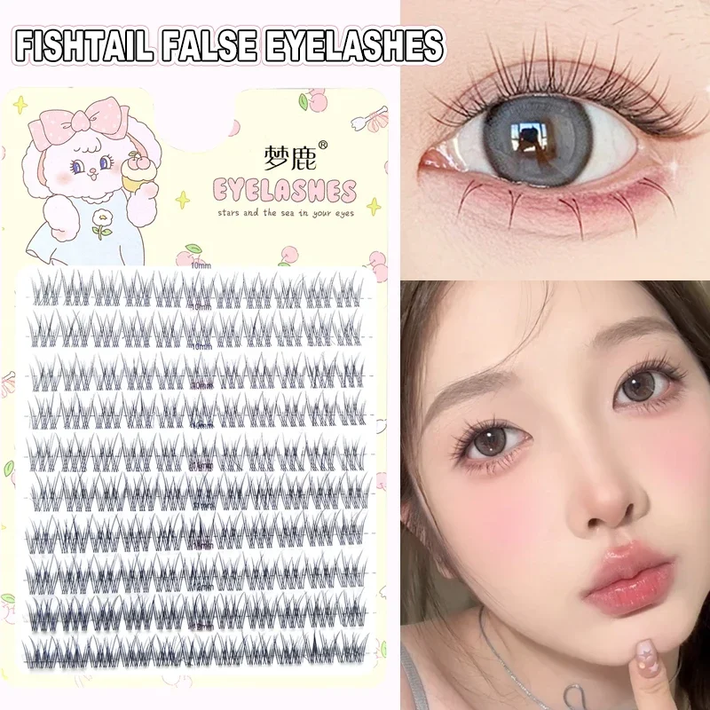 

110 Clusters Segmented Fishtail False Eyelashes 10-12mm Mixed Individual Cluster Lashes Invisible Thin Band Soft Natural Eyelash