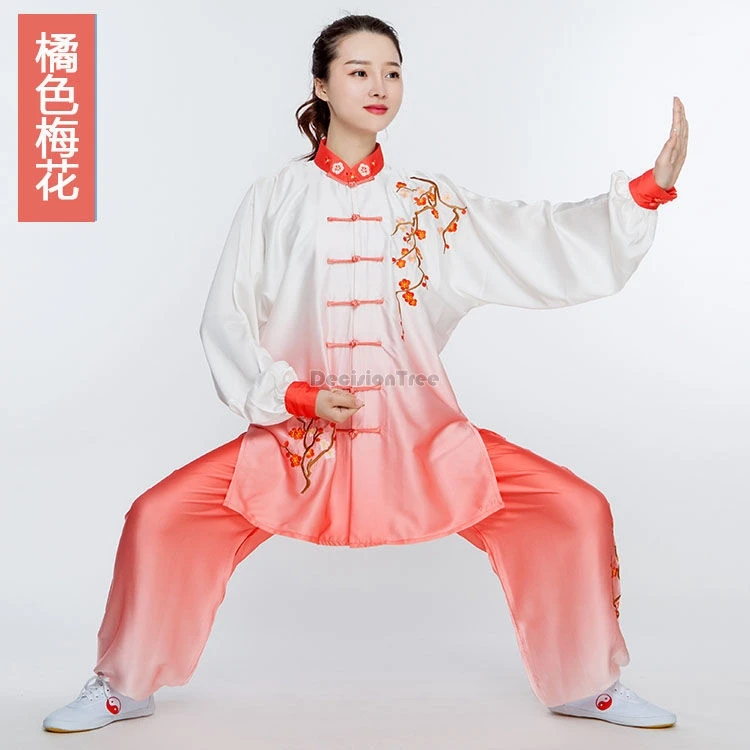 Robe de compétition de performance de tai chi pour hommes et femmes, fleur de prunier, changement progressif, ensemble de pratique en trois pièces, nouveau, 2024