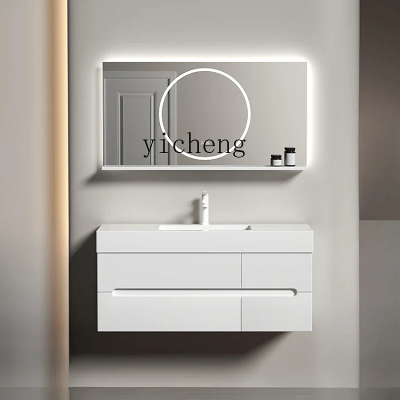 

1 Bathroom Cabinet Seamless Basin Ceramic Basin Combination Bathroom Light Luxury Washstand