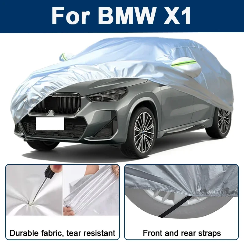 

Outdoor Full Car Cover For BMW X1 with Reflective Strips Waterproof Snowproof Dustproof UV Protection Auto Exterior Accessory