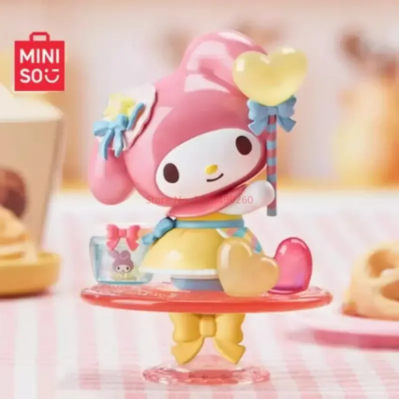 Miniso Sanrio My Melody seri teh sore kotak buta Model buatan tangan koleksi hobi boneka lucu dekorasi Kawaii mainan hadiah anak perempuan