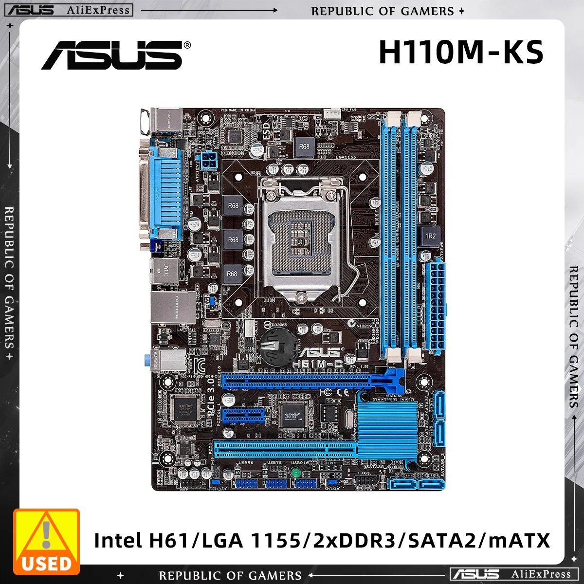 ASUS H61M-K Motherboard CPU Supports LGA 1155 Socket i3-3220 3240 i5-3450 3470 i7-3770, DDR3 Micro ATX.