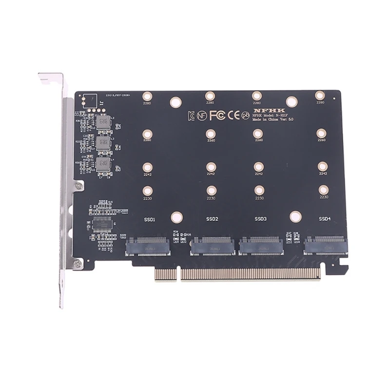 

4 Port M.2 PCIE Adapter PCIE NVMe SSD M.2 SSD NGFF 2280 2260 2242 2230 PCIE 5.0 x16 Controller Expansion Card Dropship