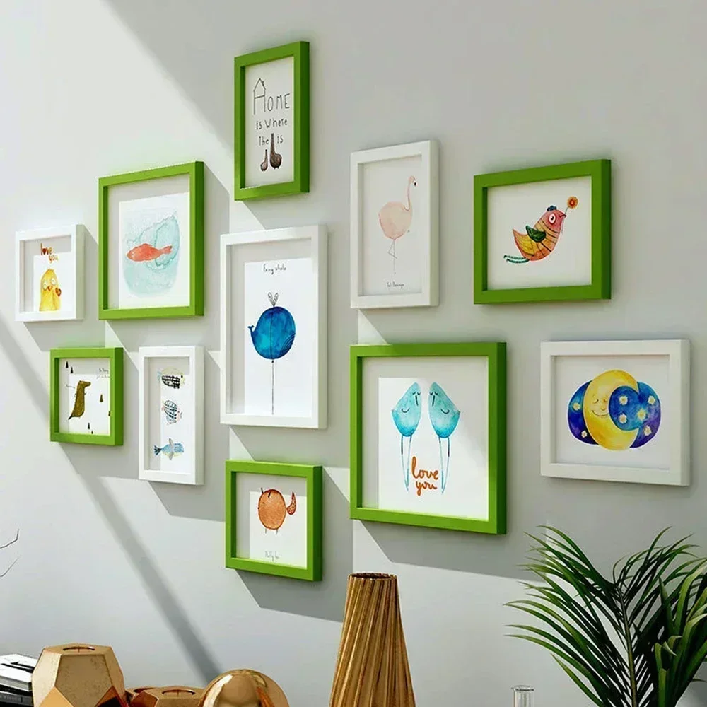 Plastic Photo Frame Set, Restaurant Wall Combination, American Living Room, Creative Home Decoration,11 Pieces 5 and 7 inch