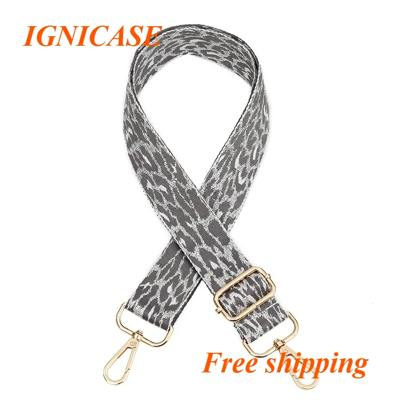IGNICASE Leopard Silver Wire Strap One Shoulder Oblique Span Adjustable Replacement Long Strap Personality Bag Parts Accessories
