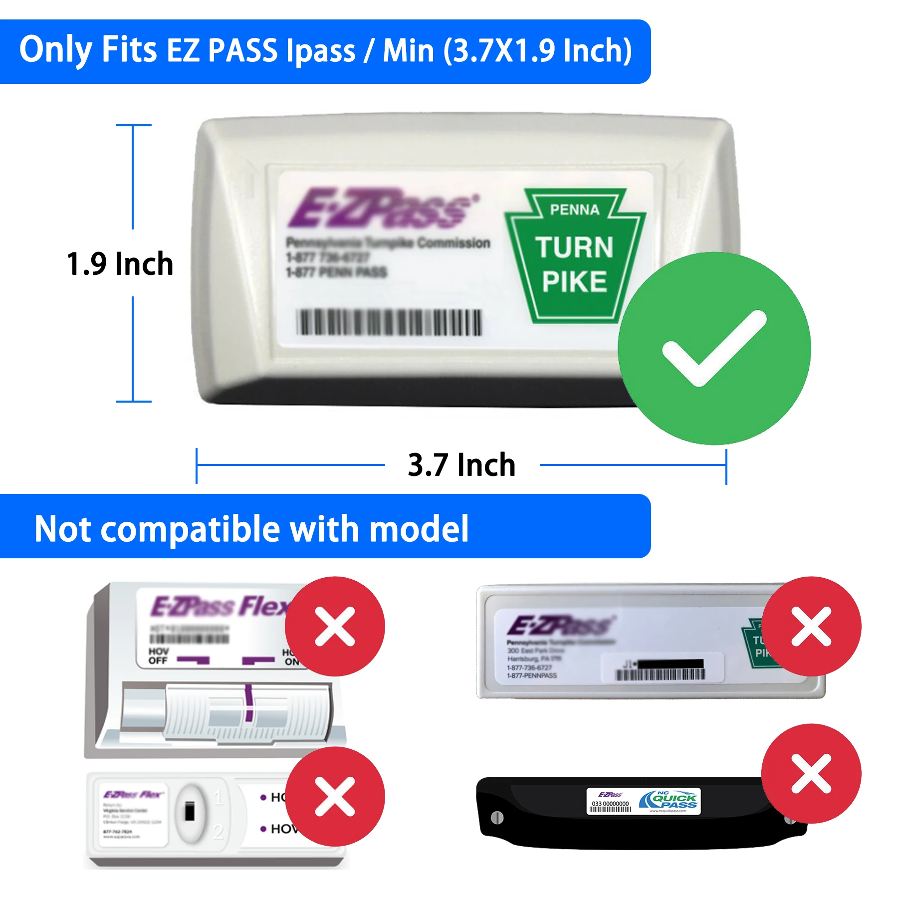 Robuster EZ-Pass-Halter für Windschutzscheibe der USA-Version mit leistungsstarken Saugnäpfen – montieren Sie Ihren Woll-Pass-Transponder sicher – Detail 4