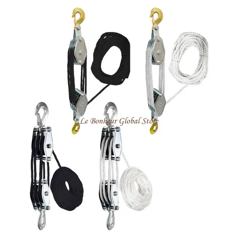 

Block And Tackle Pulley System 3/4 Wheel Rope Pulley Hoist 1100/2200Lbs Load D2RD