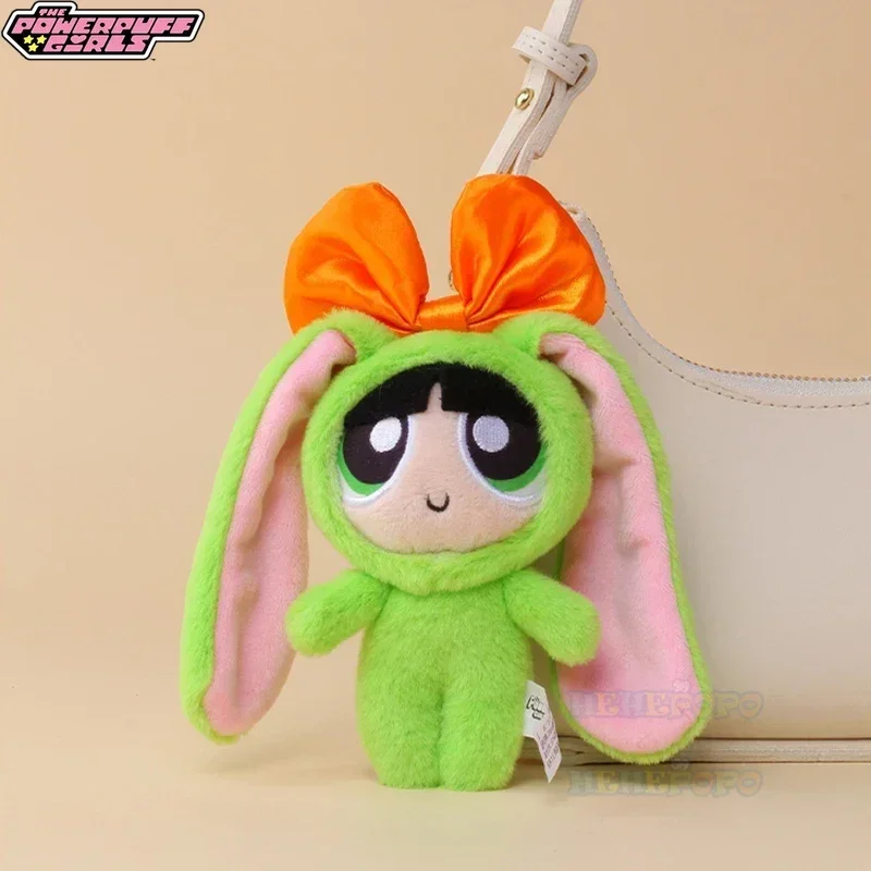 12cm Stuffed Animal Powerpuff Girls Cartoon Cute Dress Up Bunny Rabbit Plush Toy Pendant Bow Tie Doll Gift Doll for Girls