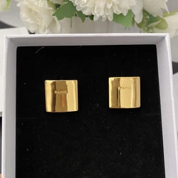 2023 Fashion New  Famous Designer Brand Square Golden Big Earrings fof  Women High Quality Luxury Jewelry Trend