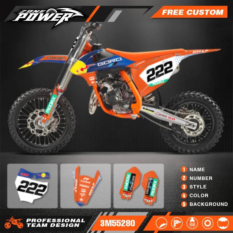 Powerzone Racing Custom Graphics Sticker Sheet Kit for KTM SX85 SX 85 2018 2019 2020 2021 2022 2023 2024 21