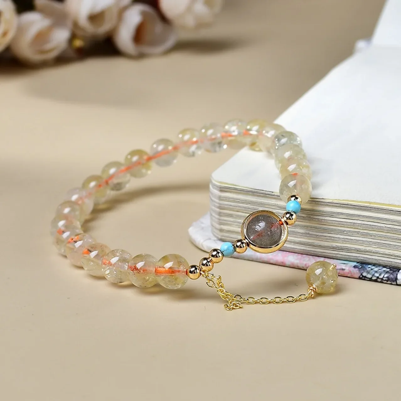 

Natural Yellow Tower Crystal Gray Moonlight Bracelet Women's Light Luxury Fashion Lucky Bracelet, Holiday Gifts, Accessories